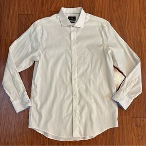 Psycho Bunny Slim Fit Stretch White Dress Shirt Classic Long Sleeve 16 32/33